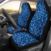 Blue Leopard Print Car Seat Covers